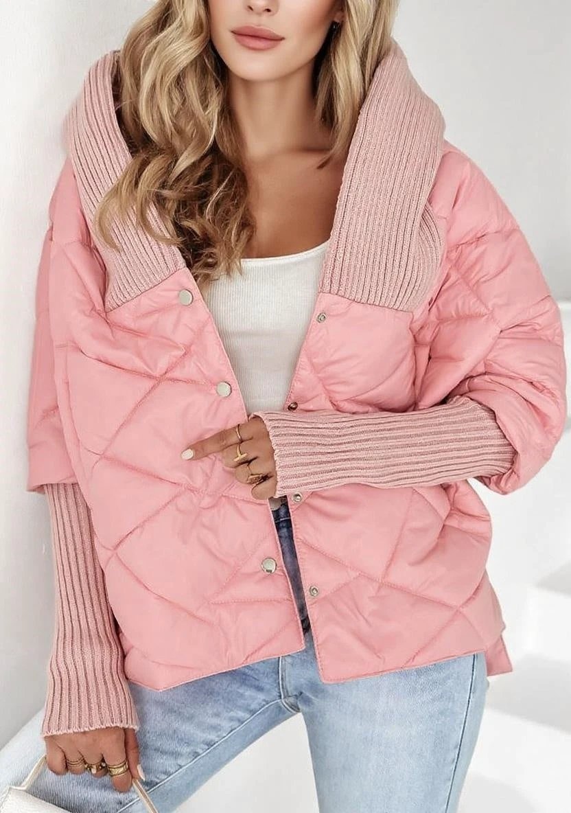 Women's Diamond Lattice Hooded Casual Long Sleeve Coat by GJG Denim