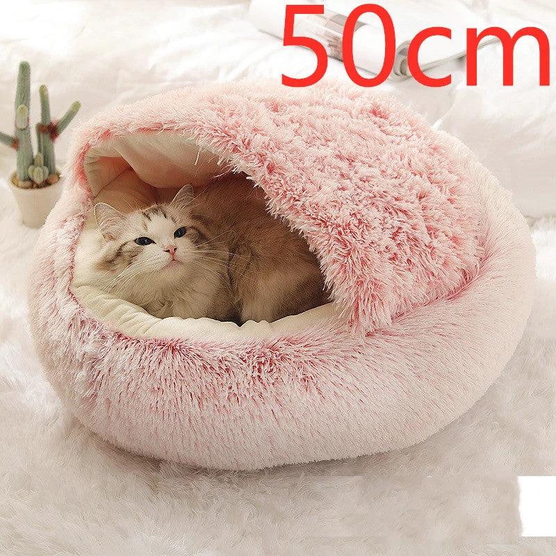 2 In 1 Dog And Cat Bed Pet Winter Bed Round Plush Warm Bed House Soft Long Plush Pets Bed Pet Products by GJG Denim