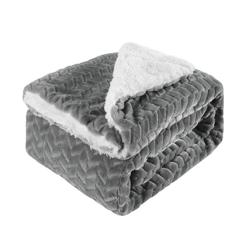 Thickened Flannel Lamb Wool Composite Double Leisure Blanket by GJG Denim