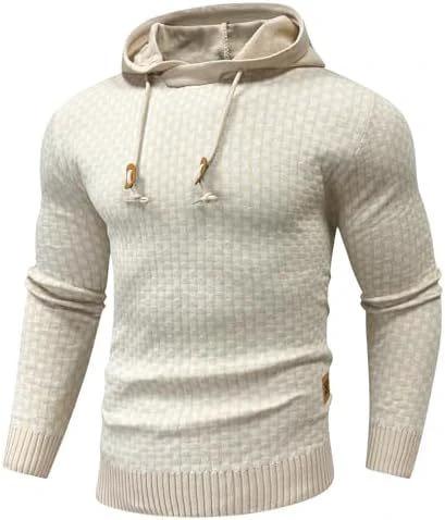 Men's Long Sleeve Solid Color Hooded Sweater by GJG Denim