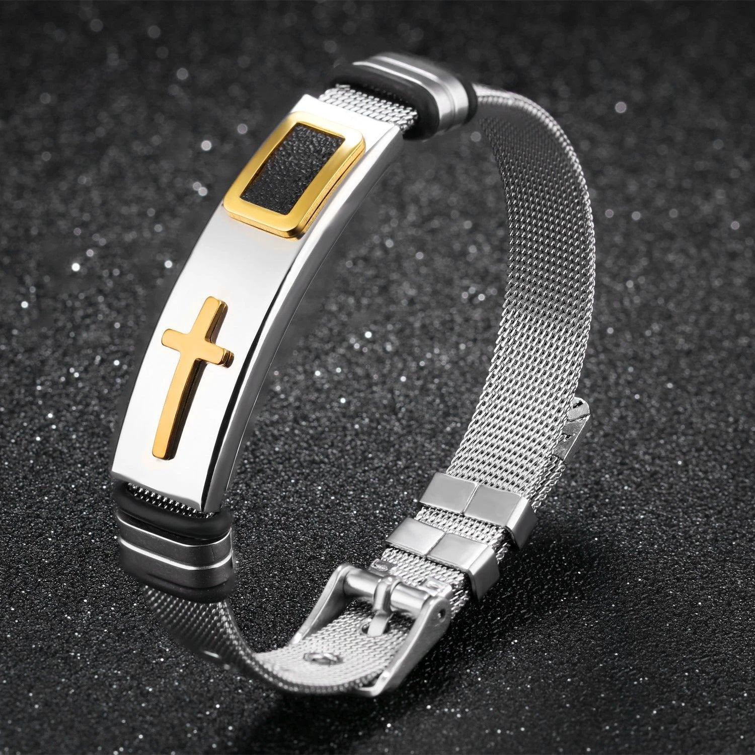 Cross Stainless Steel Bracelet For Men by GJG Denim