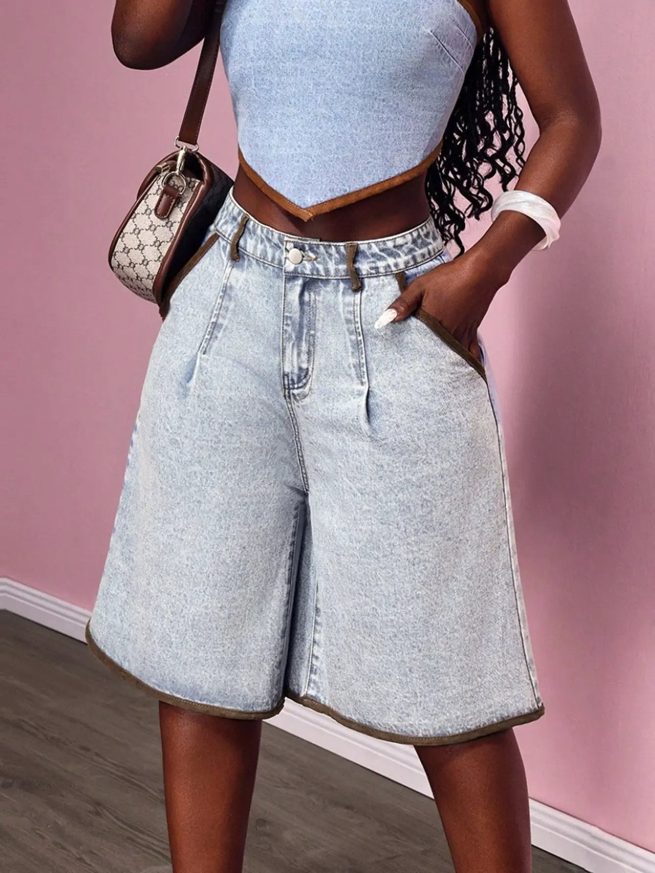 Women's Contrasting Flared Cropped Jeans by GJG Denim
