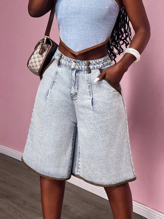 Women's Contrasting Flared Cropped Jeans by GJG Denim