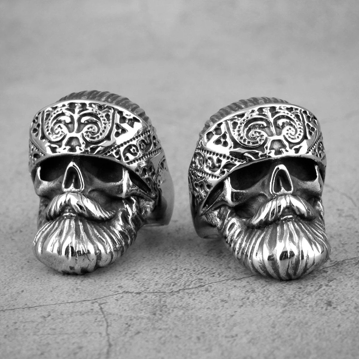 Bearded Stainless Steel Polished Titanium Steel Ring For Men by GJG Denim