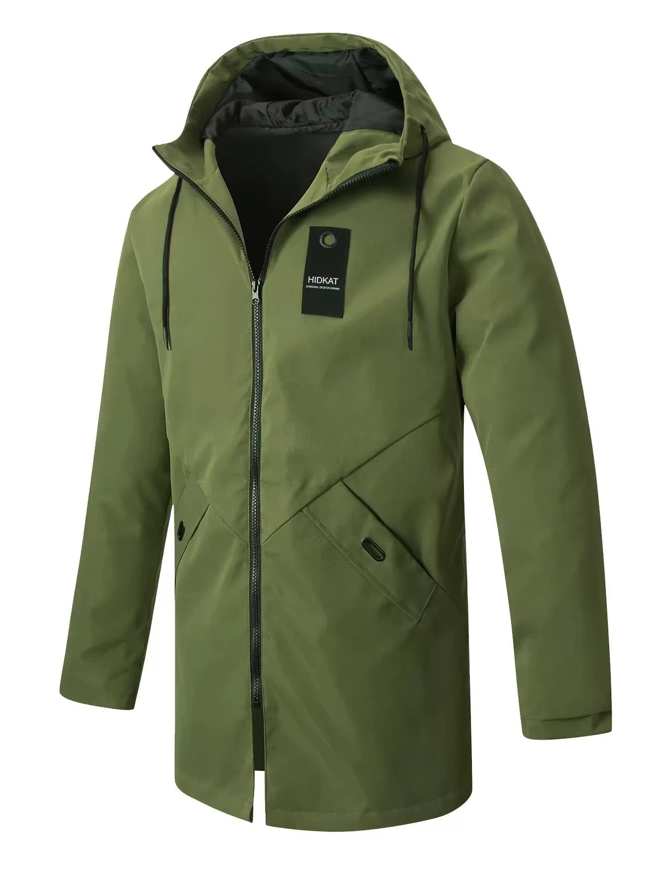 Mid-length Men's Hooded Casual Windproof Jacket by GJG Denim