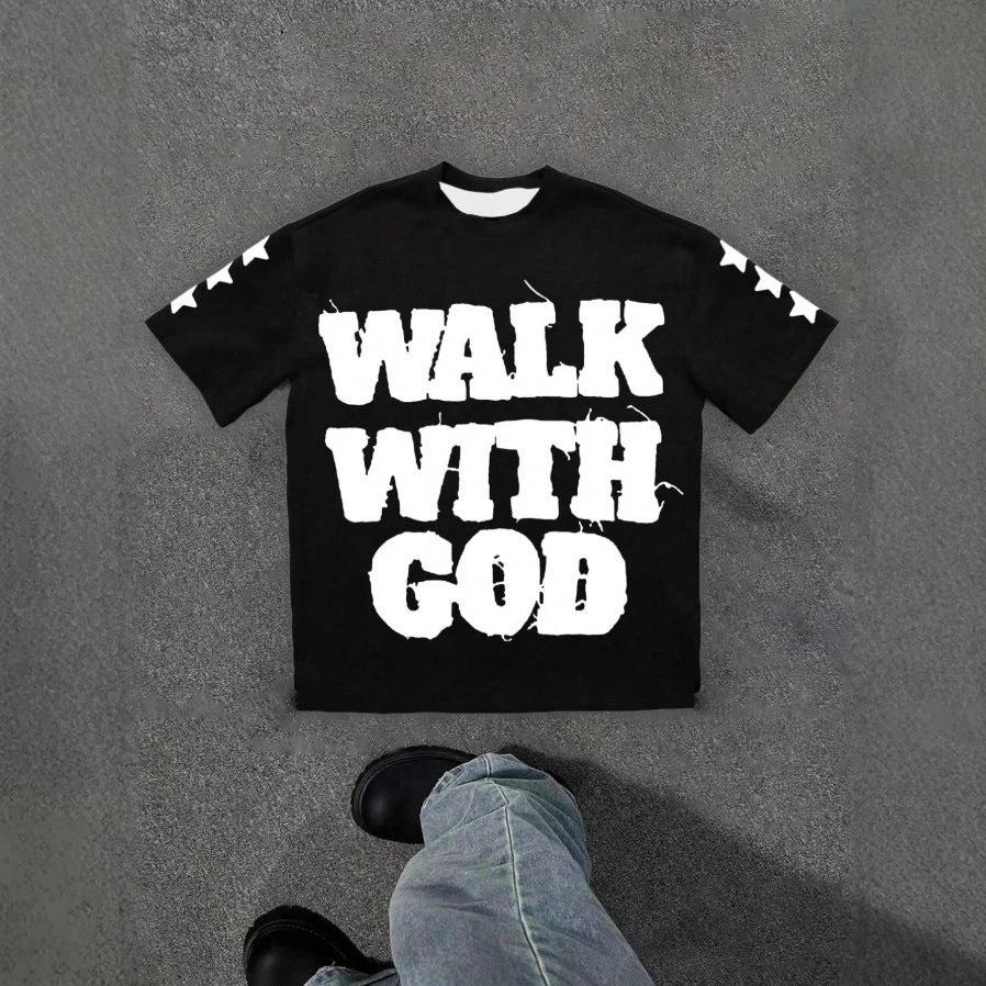 Personality Street Hip Hop Style Letter Pattern T-shirt Retro by GJG Denim