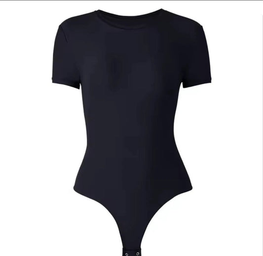 USA Warehouse Shipping Going Out T Shirt Tops Second-skin Feel Recycle Shapewear Crew Neck Short Sleeve Bodysuit For Women by GJG Denim