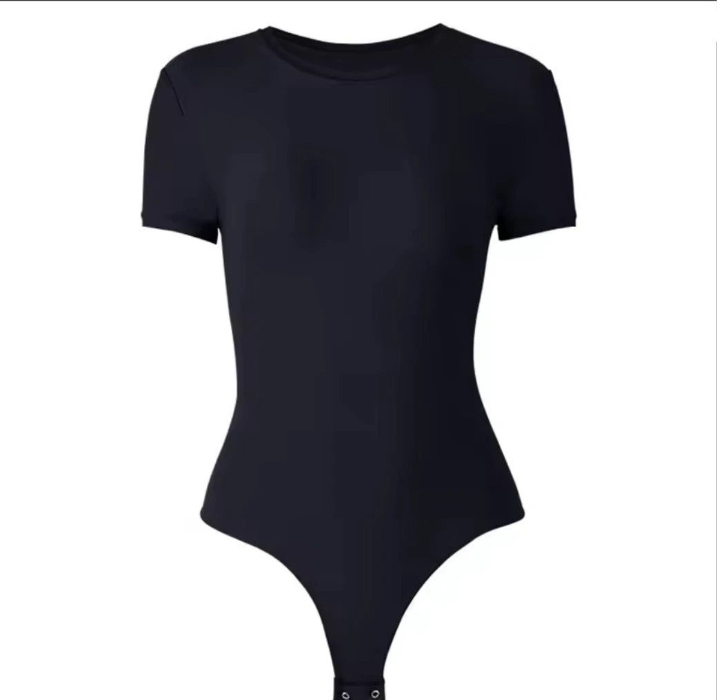 USA Warehouse Shipping Going Out T Shirt Tops Second-skin Feel Recycle Shapewear Crew Neck Short Sleeve Bodysuit For Women by GJG Denim