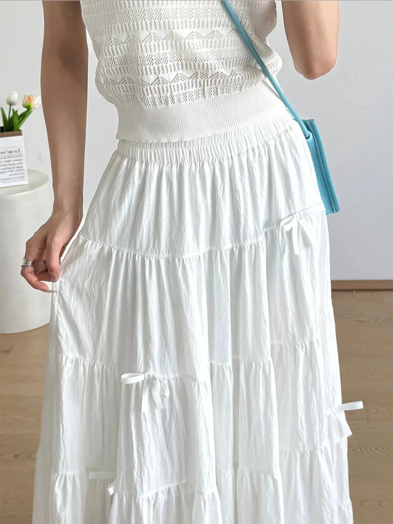 Tiered Elastic Waist Maxi Skirt by Lady Ros