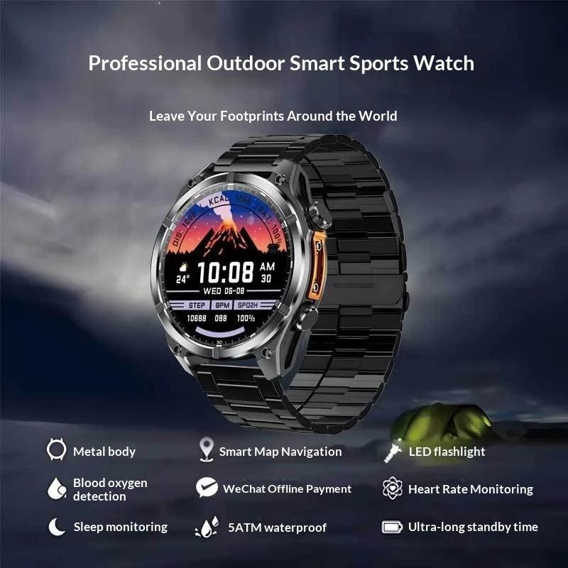 Running And Hiking Lighting Lamp Outdoor Sports Smartwatch For Men by GJG Denim