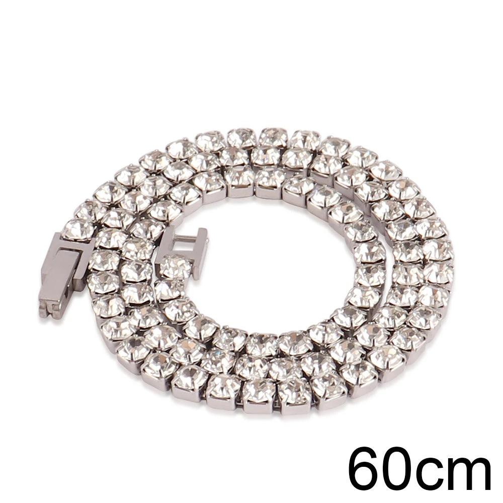 Men's Zircon Tennis Necklace In Stainless Steel by GJG Denim