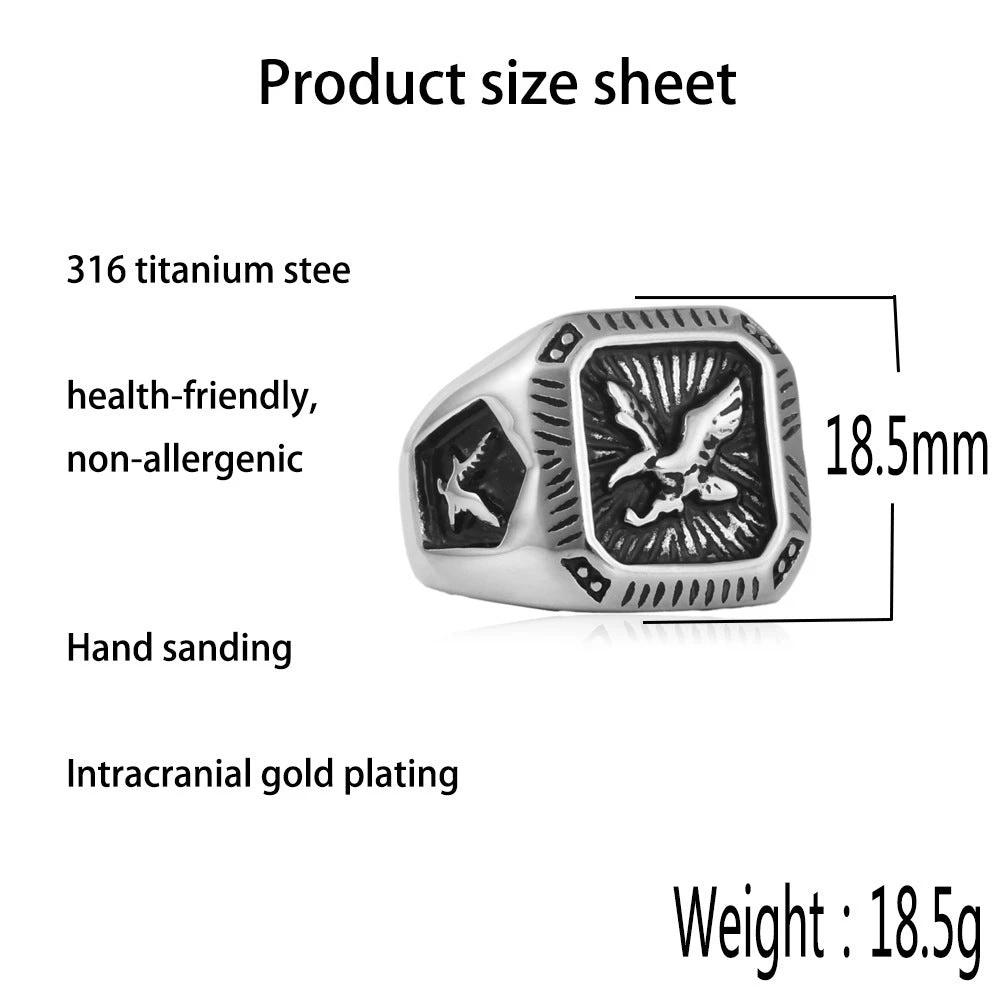 Men's Stainless Steel Eagle Ring by GJG Denim