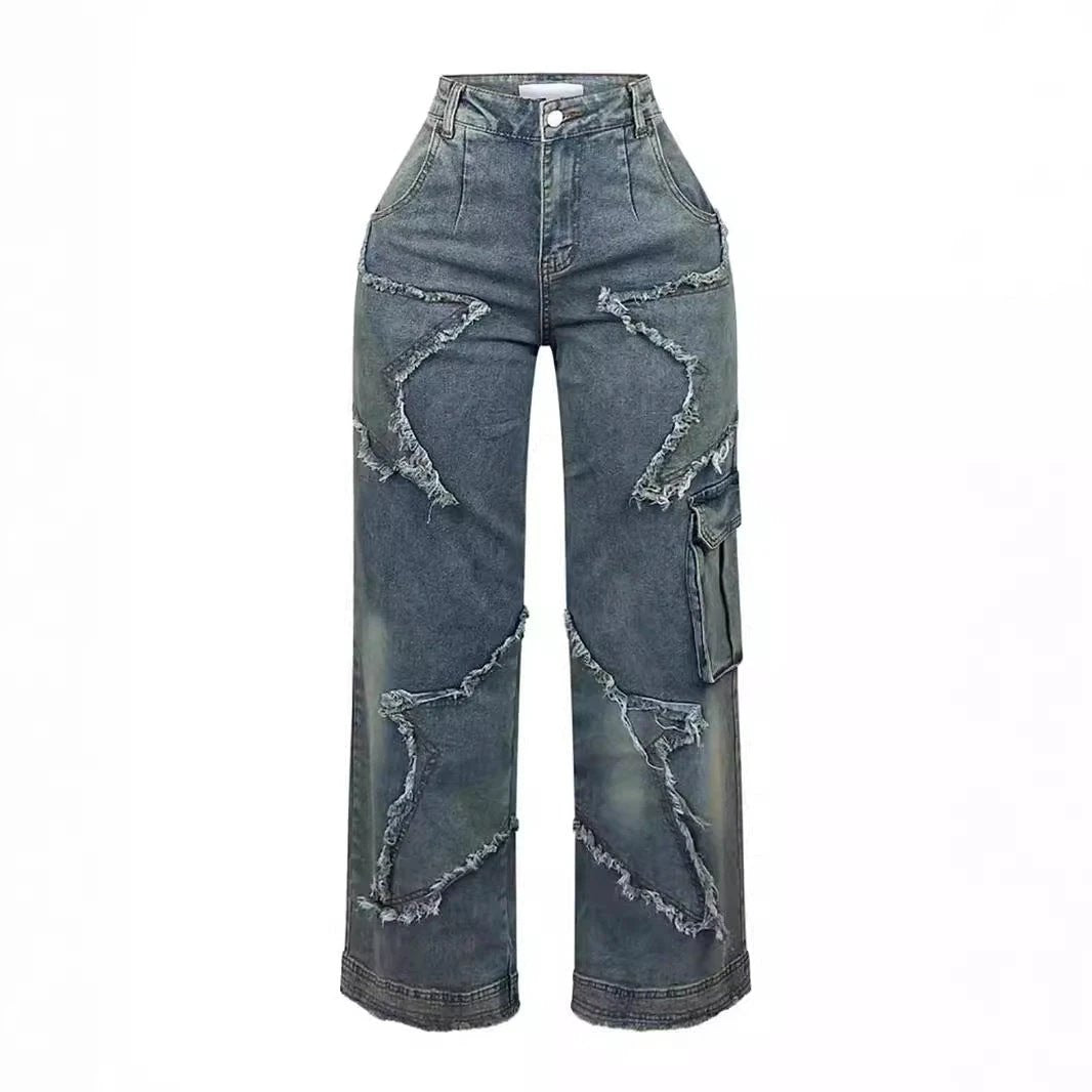 Fringed Loose Straight Casual Pants by GJG Denim
