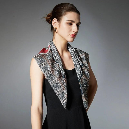 Thin Headcloth Duplex Printing Silk Scarf Square Scarf by GJG Denim