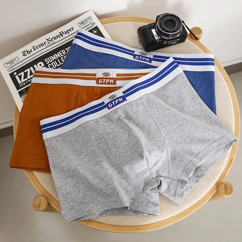 Men's Pure Color Cotton Mid-waist Underwear by GJG Denim