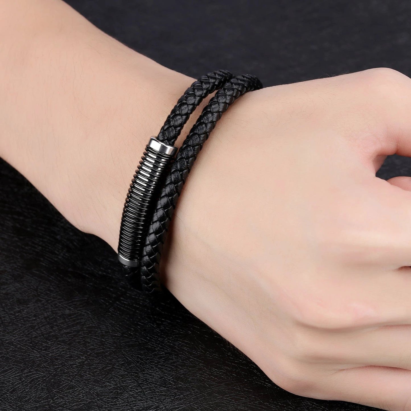 Men's Vintage Cowhide Double Bracelet by GJG Denim