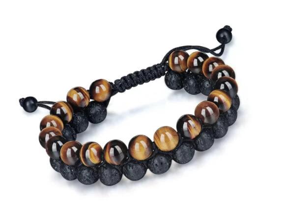 Tiger's Eye & Lava Stone Bracelet For Men by GJG Denim
