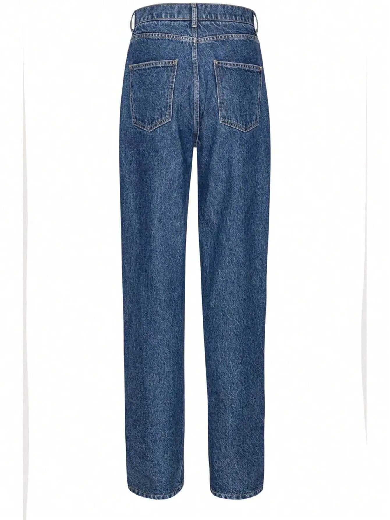 Fashionable Button-Front Slit Straight-Jeans by GJG Denim