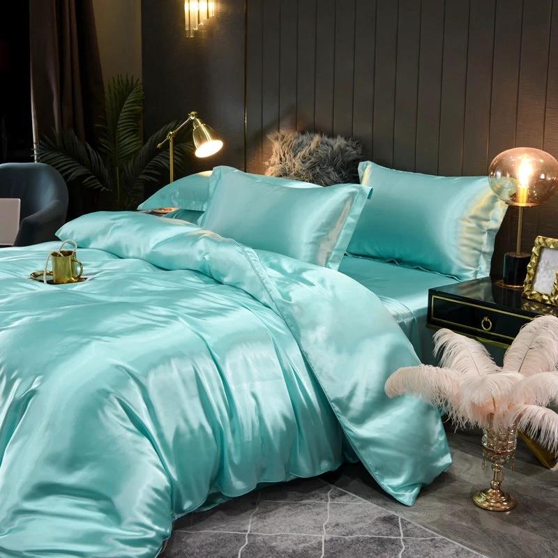 Pure-color Double-sided Silk Quilt Cover Four-piece Set by GJG Denim