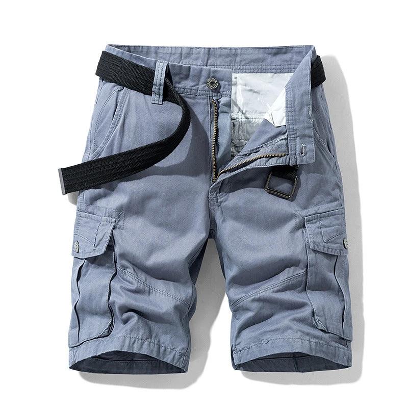 Men's Cotton Shorts Retro Multi-pocket Straight Casual Shorts by GJG Denim