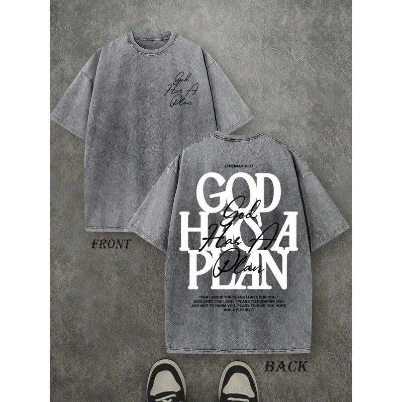Vintage Washed Double-sided Printed T-shirt For Men by GJG Denim