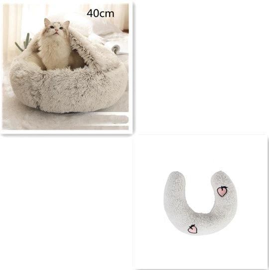 2 In 1 Dog And Cat Bed Pet Winter Bed Round Plush Warm Bed House Soft Long Plush Pets Bed Pet Products by GJG Denim