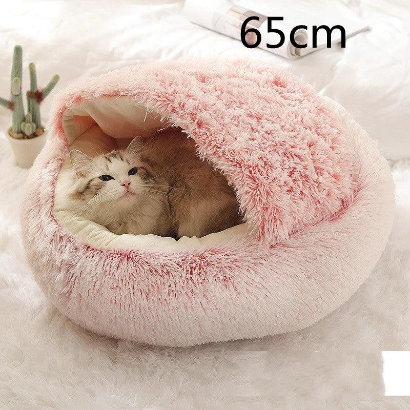 2 In 1 Dog And Cat Bed Pet Winter Bed Round Plush Warm Bed House Soft Long Plush Pets Bed Pet Products by GJG Denim