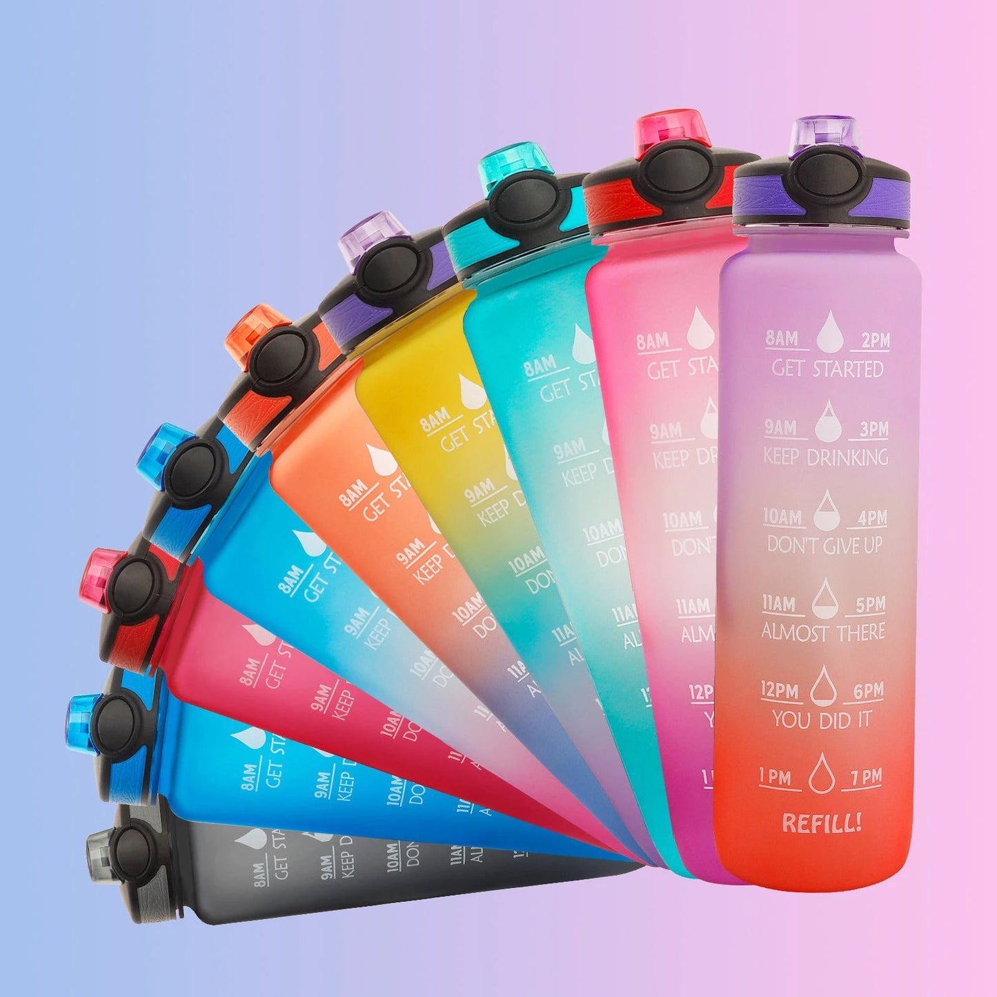 1L Tritan Water Bottle With Time Marker Bounce Cover Motivational Water Bottle Cycling Leakproof For Sports Fitness by GJG Denim