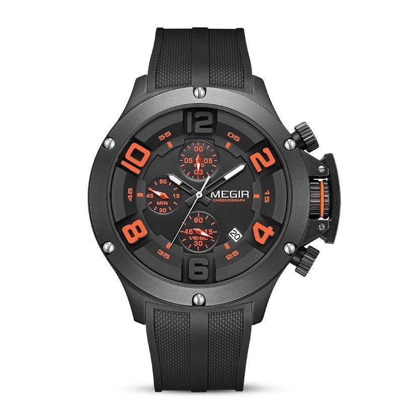 Men's Multi-function Chronograph Sports Quartz Silicone Band Watch by GJG Denim