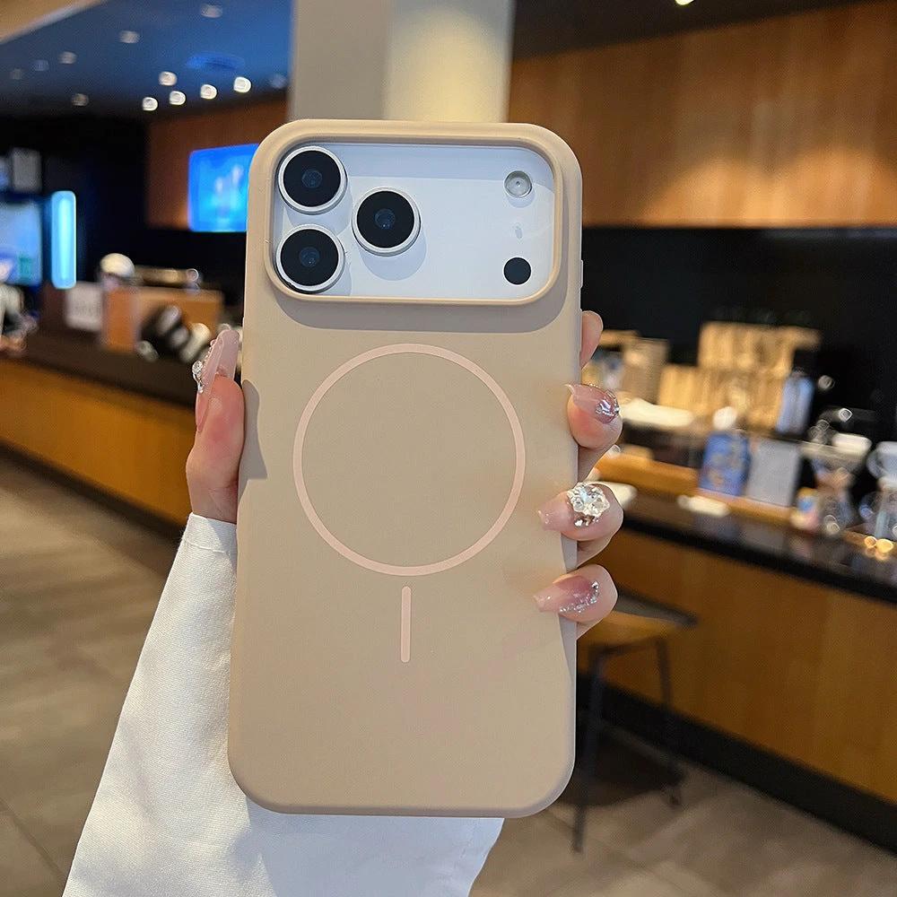 Simple Large Hole Fine Circle Silicone Magnetic Phone Case by GJG Denim