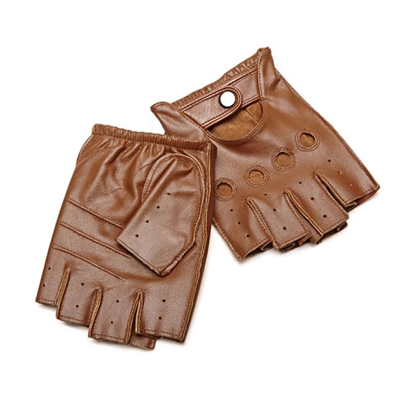 Men's Winter Sheepskin Half Finger Gloves by GJG Denim