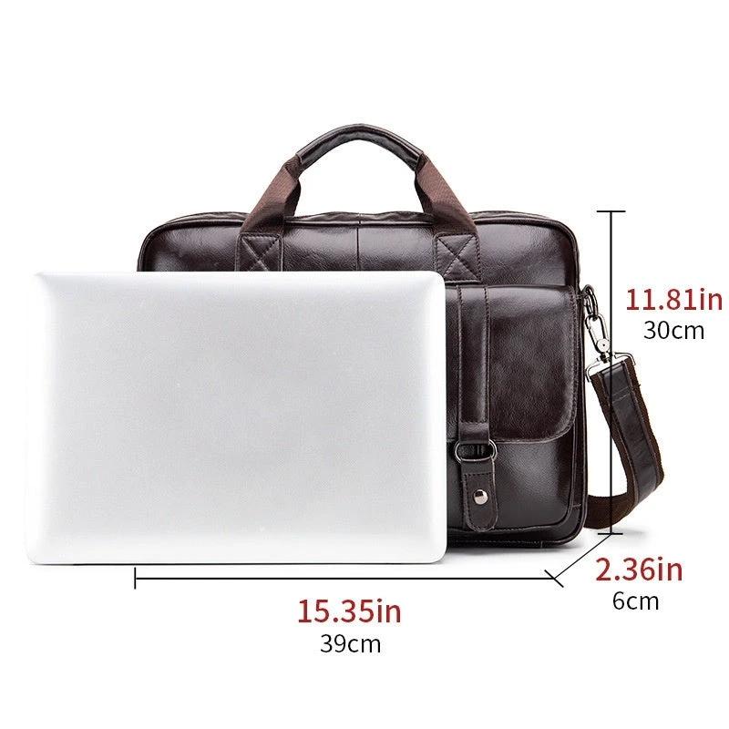 Cowhide Men's Briefcase Large Capacity by GJG Denim