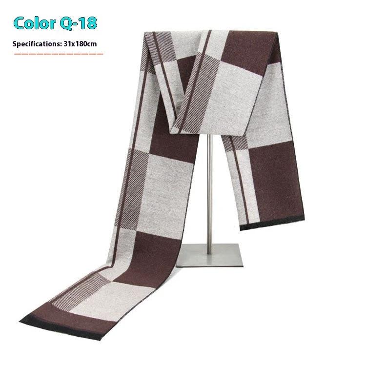 Men's Warm Cashmere-like Striped Scarf by GJG Denim