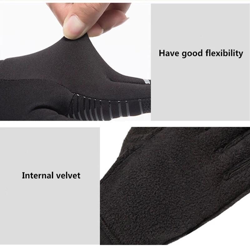 Reflective Velvet Warm Gloves For Men by GJG Denim