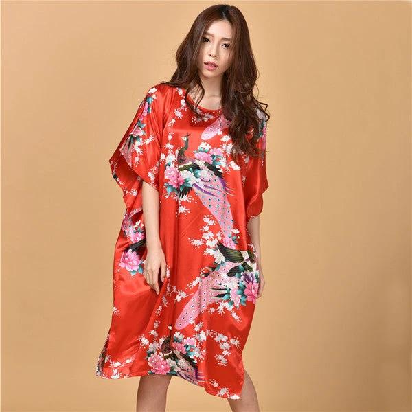 Printed peacock plus size nightdress by GJG Denim