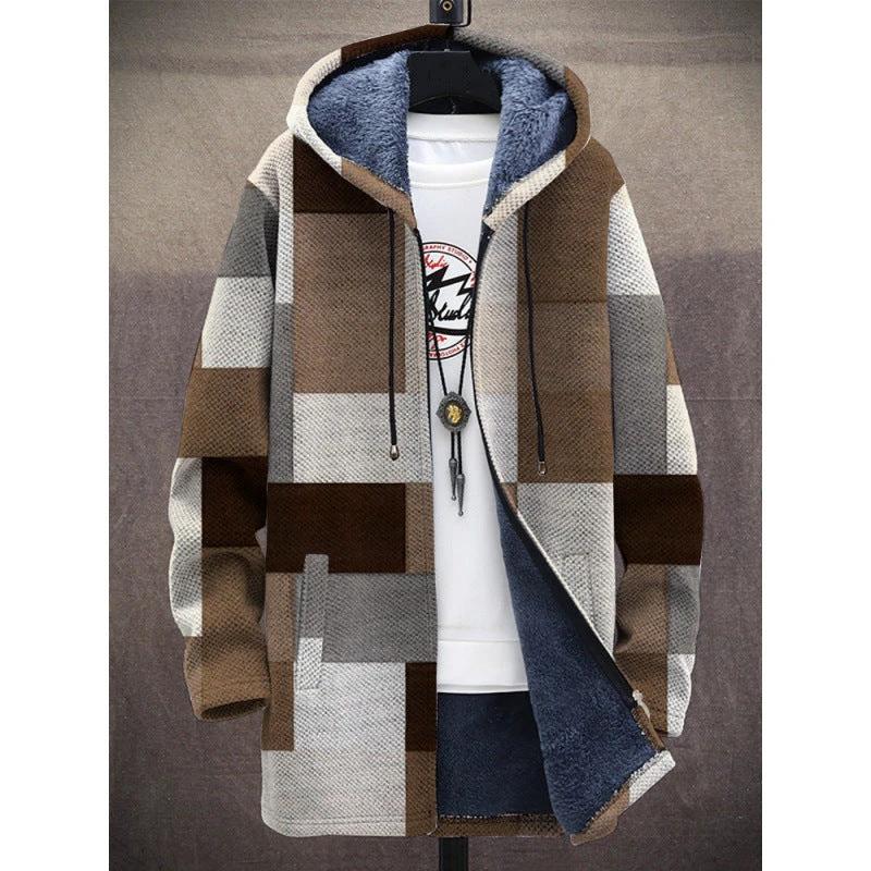 Men's Stylish Long Winter Casual Hooded Coat by GJG Denim