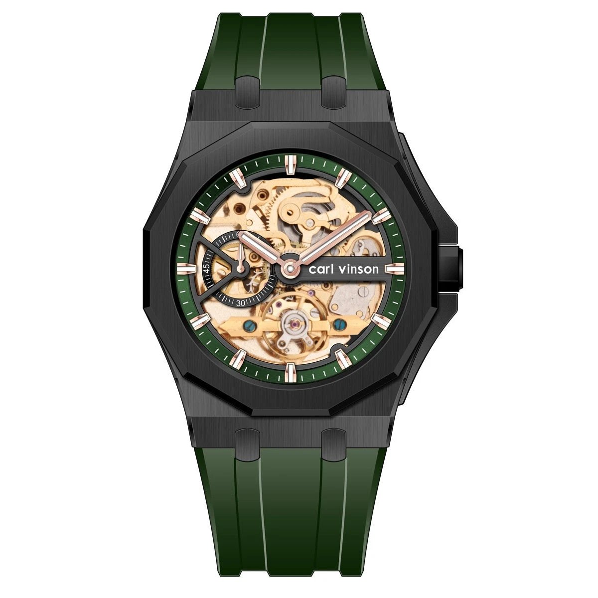 Fully Automatic Luminous Decorative Hollow Silicone-Strap Mechanical Alloy Watch For Men by GJG Denim