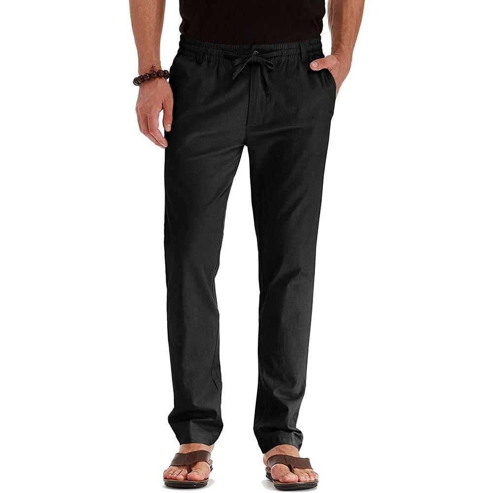 Me's Business Casual Loose Large Size Elastic Waist With Solid Color Pants by GJG Denim