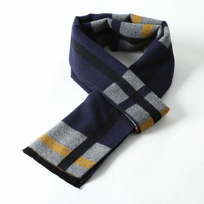 Simple Plaid Warm Keeping Artificial Cashmere Scarf by GJG Denim