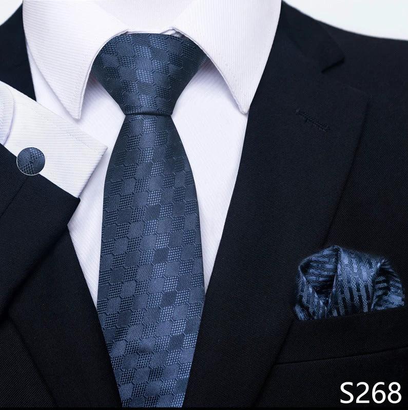 Men's Creative All-match Business Formal Wear Tie Scarf Cufflink Set by GJG Denim