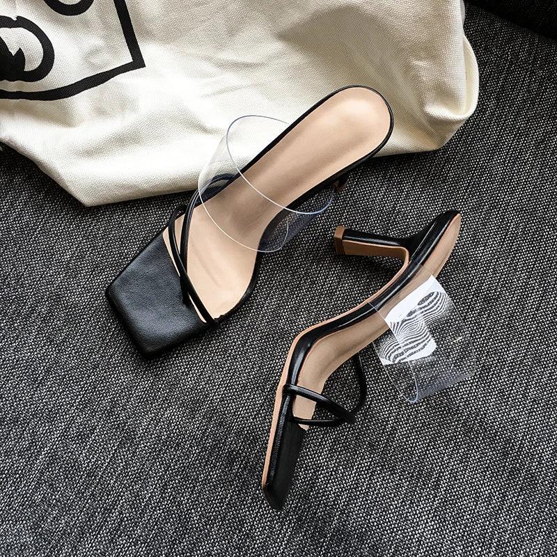 Square Toe Transparent Sandals by GJG Denim