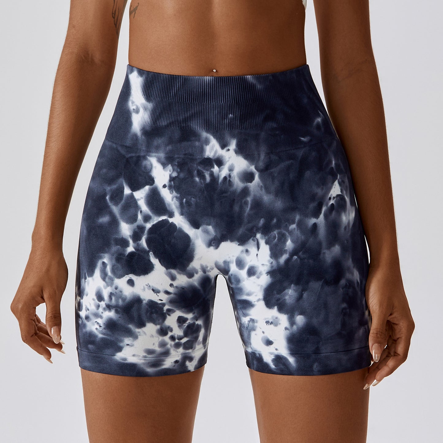 Splash Dyed Seamless Yoga Shorts For Women by GJG Denim