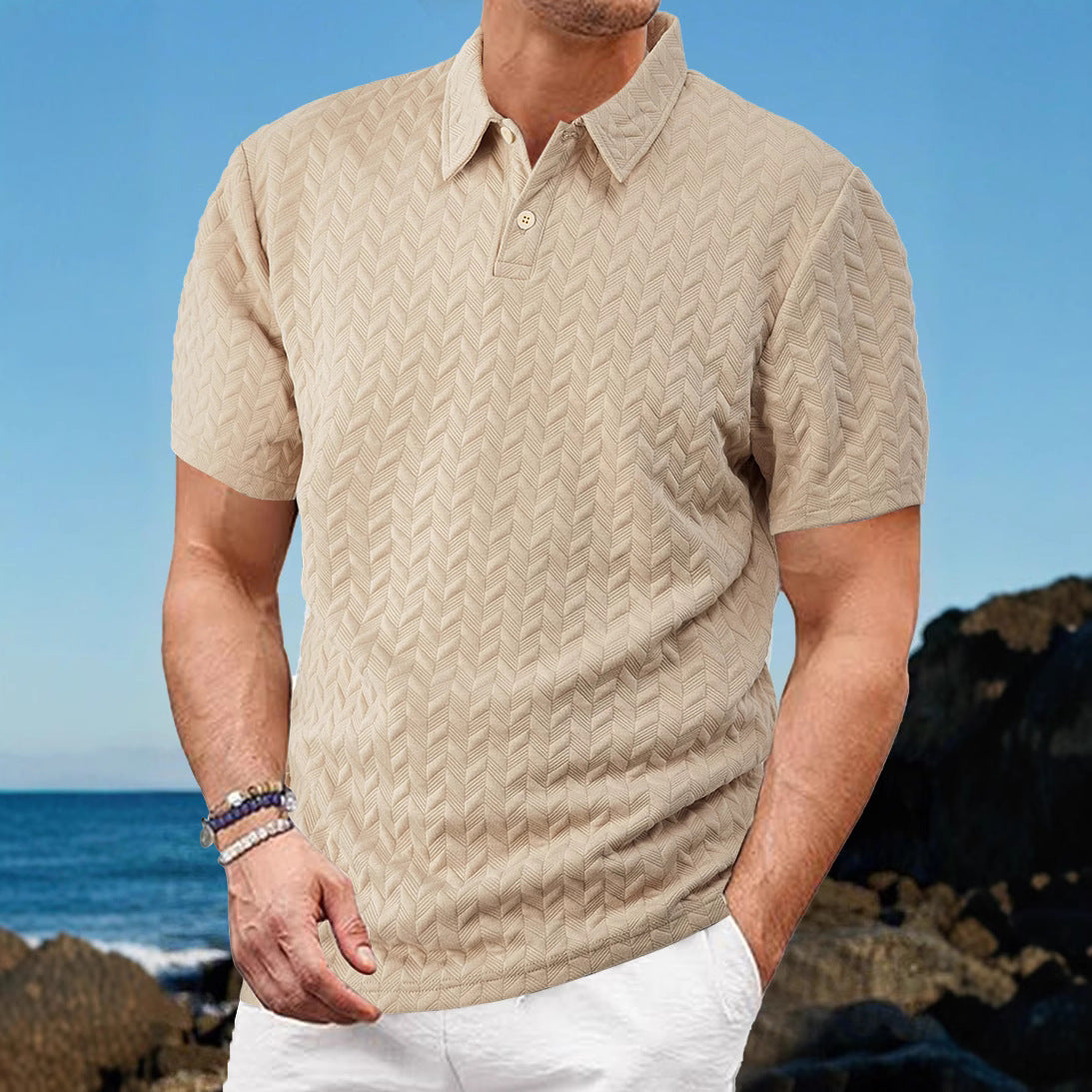 Men's Breathable Sweat-Wicking Short-Sleeve Shirt by GJG Denim