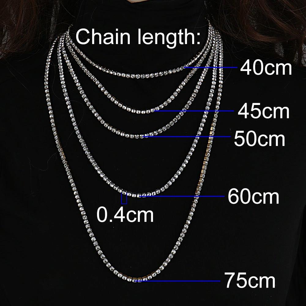 Men's Zircon Tennis Necklace In Stainless Steel by GJG Denim