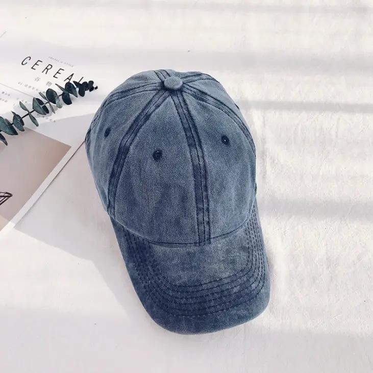 Men's Retro Washed Cotton Soft Top Baseball Cap by GJG Denim