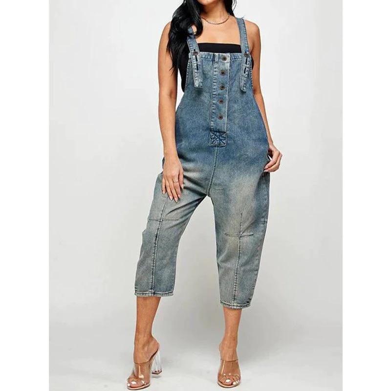Women's Clothing Fashion Casual Siamese Suspender Jeans Women by GJG Denim