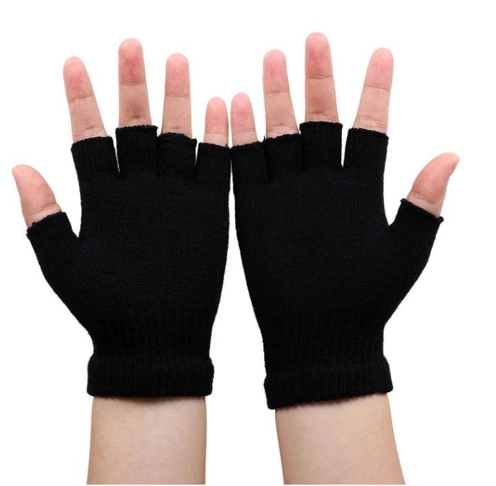 Men's Half Finger Skeleton Pattern Gloves by GJG Denim