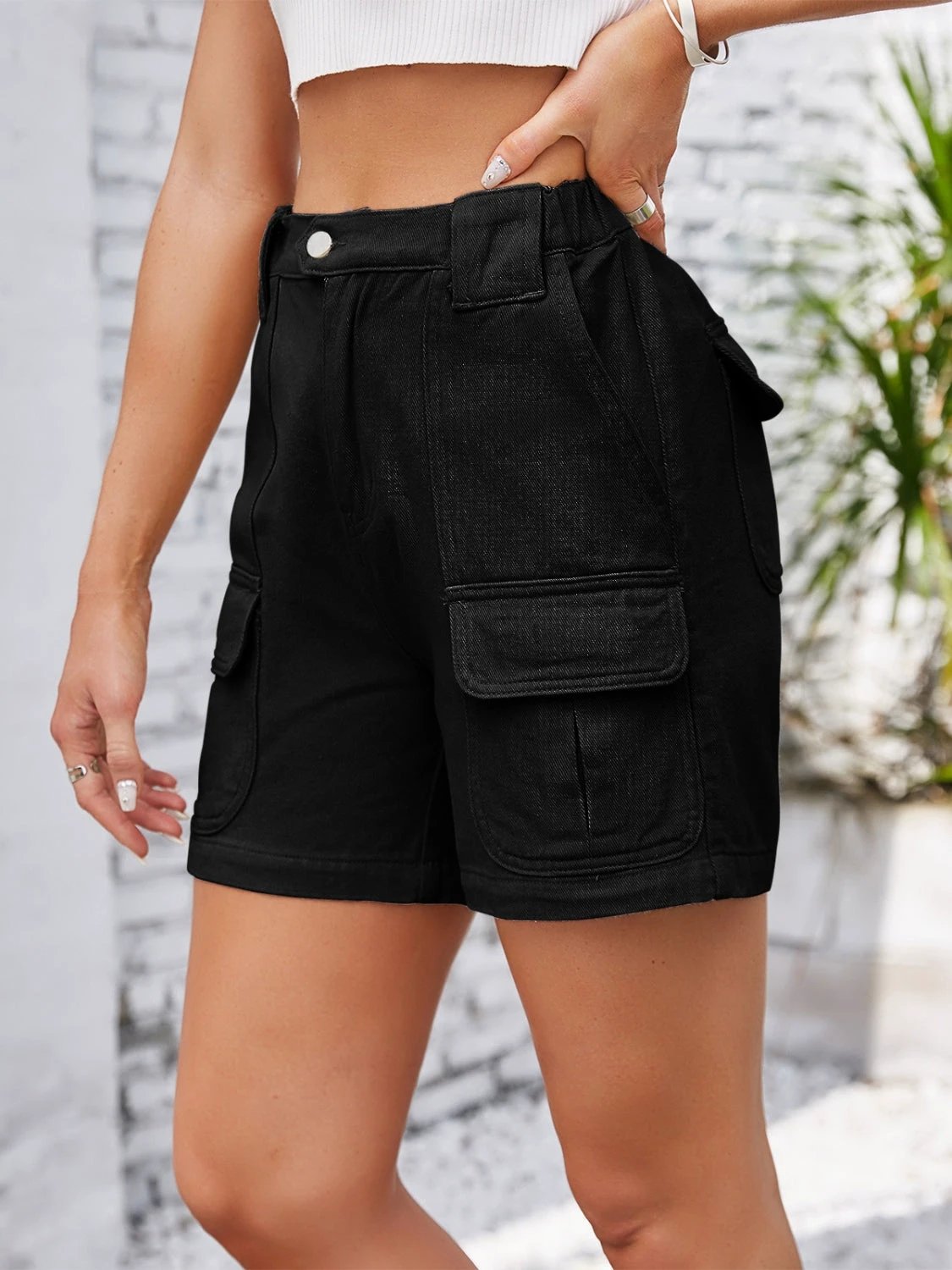 High Waist Washed Denim Shorts by Lady Ros