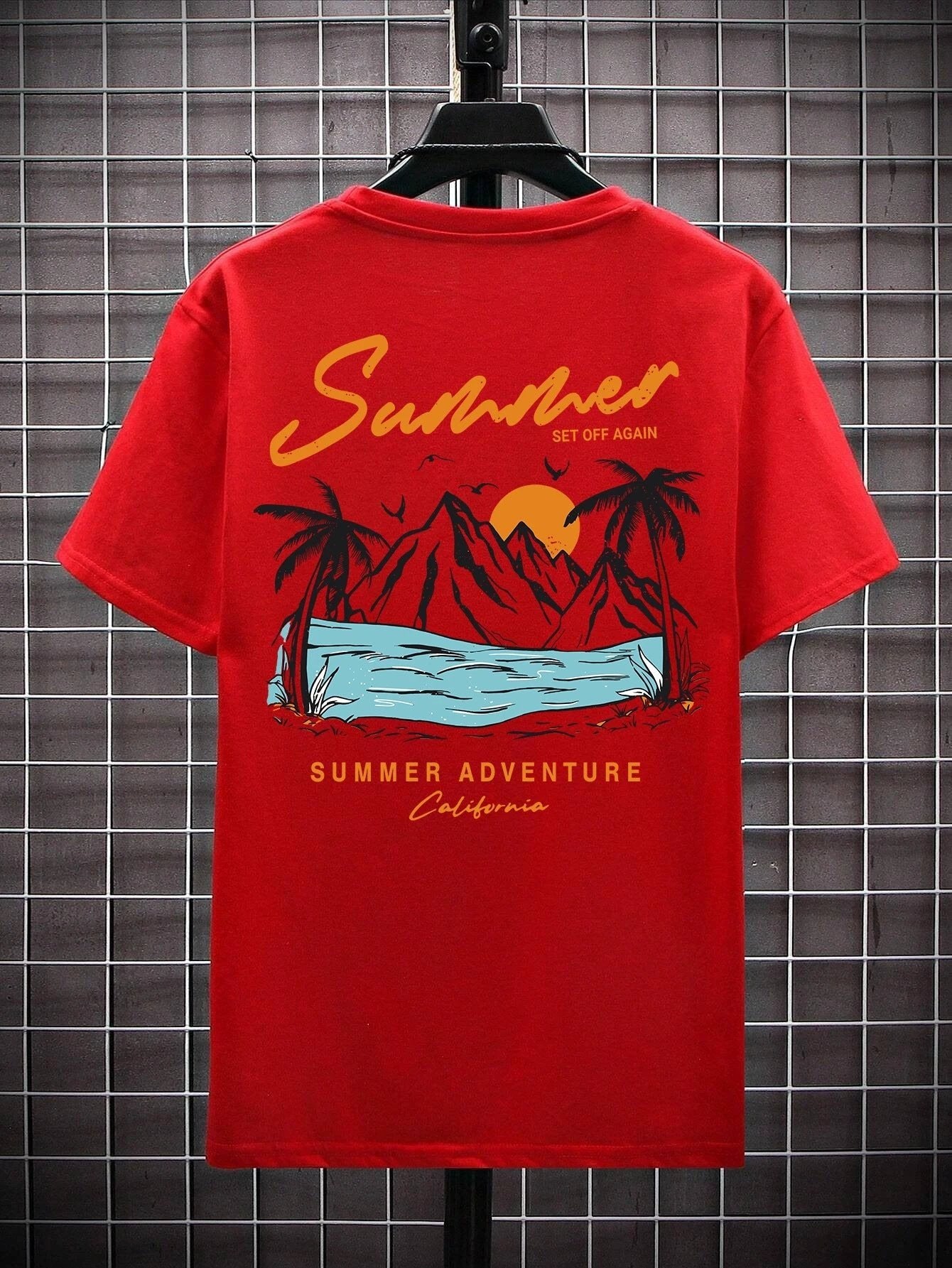 Summer Departure Adventure California Men's T-shirt Cotton Loose by GJG Denim