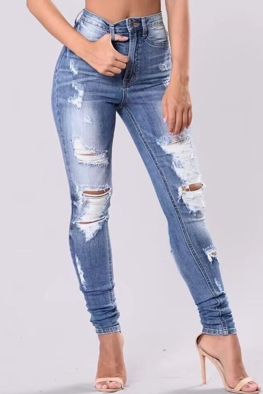 Full Size Distressed Skinny Jeans Plus Size by Lady Ros